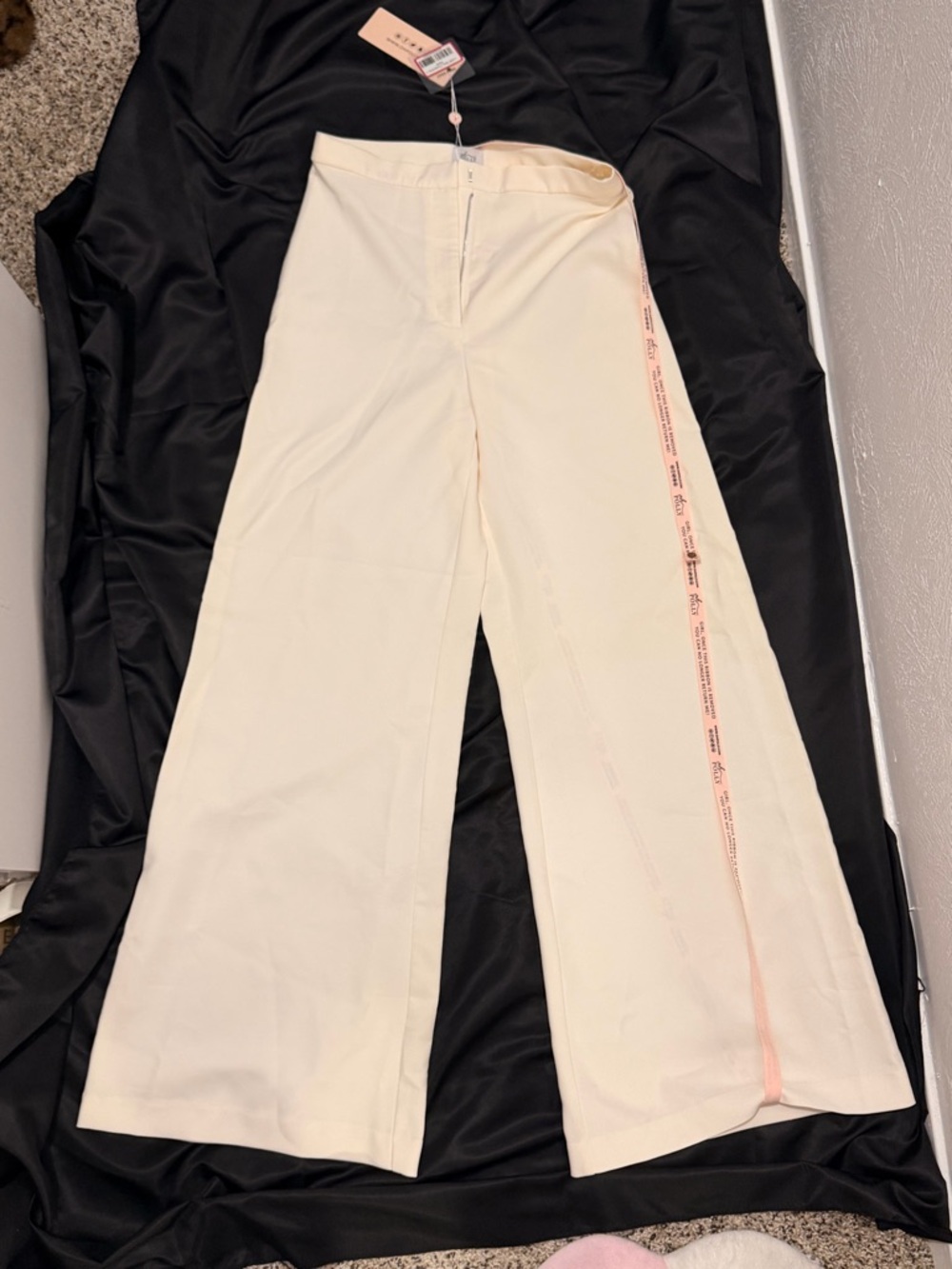 Oh Polly Cream High-Waist Trousers Petite New With Tags